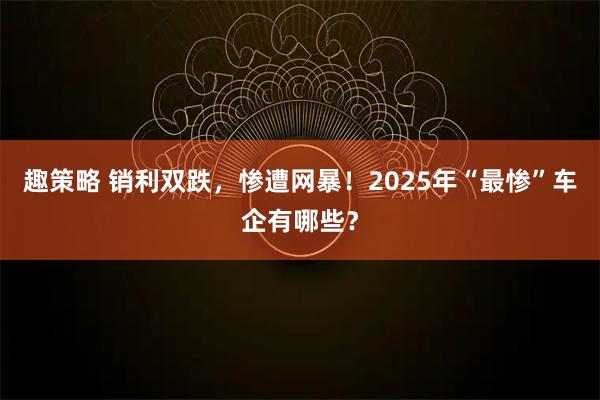 趣策略 销利双跌，惨遭网暴！2025年“最惨”车企有哪些？