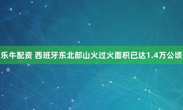 乐牛配资 西班牙东北部山火过火面积已达1.4万公顷