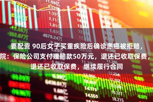 要配资 90后女子买重疾险后确诊患癌被拒赔，终审胜诉！法院：保险公司支付理赔款50万元，退还已收取保费，继续履行合同