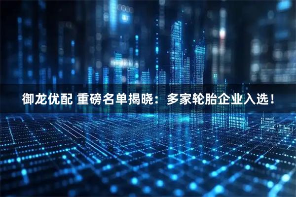 御龙优配 重磅名单揭晓：多家轮胎企业入选！